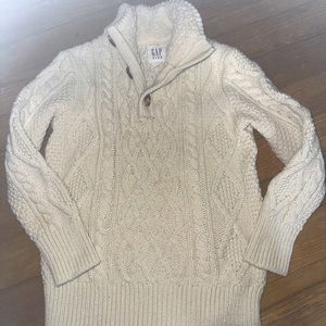 kids Pullover sweater xs cream Ivory cable knit Sherpa fisherman thanksgiving